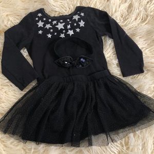Black & Silver - Glitter Tutu & Star Shirt + Bow